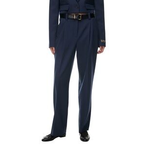 Aritzia Sunday Best Junie Wide-Leg Relaxed Pleated Pant Navy Blue Trouser Sz 6